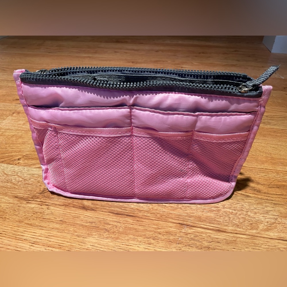 Nylon Purse/Handbag Organizer Insert - Pink/Grey